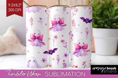 Cute Ghost Tumbler Wrap - Spooky Halloween Tumbler PNG Product Image 1