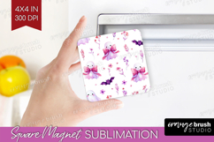Cute Ghost Magnet Sublimation - Spooky Halloween Square PNG Product Image 1