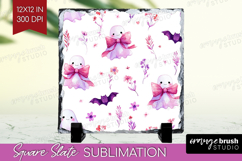 Cute Ghost Slate PNG - Spooky Halloween Square Slate Product Image 1