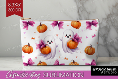 Cute Ghost Cosmetic Bag - Spooky Halloween Makeup Bag PNG Product Image 1