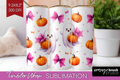 Cute Ghost Tumbler Wrap - Spooky Halloween Tumbler PNG Product Image 1