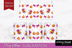 Cute Ghost Mug Wrap - Spooky Halloween Mug PNG Sublimation Product Image 1