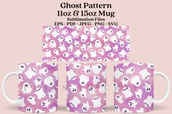 ghost pattern pink purple watercolor halloween coffee mug sublimation wrap glass mug wrap svg presized for 11oz and 15oz glass mug are sublimation fil