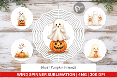 Wind Spinner Watercolor Ghost Pumpkin Friends Product Image 1