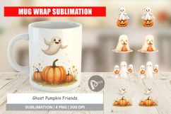 Mug Wrap Watercolor Ghost Pumpkin Friends Product Image 1
