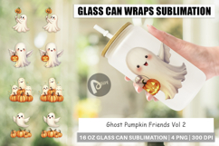 Glass Can Watercolor Ghost Pumpkin Friends Product Image 1