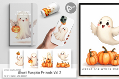 Digital Paper Watercolor Ghost Pumpkin Friends Product Image 1