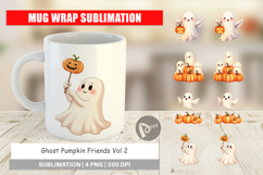 Mug Wrap Watercolor Ghost Pumpkin Friends Product Image 1