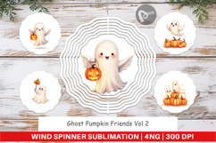 Wind Spinner Watercolor Ghost Pumpkin Friends Product Image 1