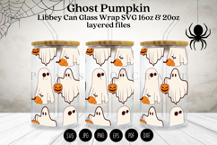 ghost pumpkin halloween libbey beer can glass full wrap svg presized template for 16oz and 20oz glass for Cricut Silhouette and sublimation
