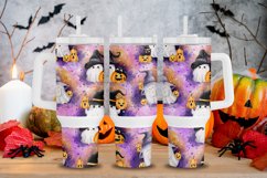ghost pumpkin pink purple watercolor halloween 40oz quencher tumbler sublimation wrap uv dtf wrap SVG high resolution transparent background