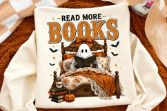 Ghost Reading Book Halloween PNG,Halloween Sublimation Product Image 2