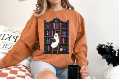 Ghost Reading Book PNG, Halloween Ghost Bookshelf PNG Product Image 2