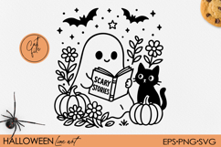 Halloween Ghost &amp; Skeleton Clipart Bundle, SVG PNG Product Image 3