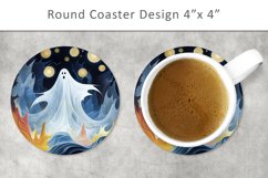 4x4 Halloween Ghost Round Coaster, Kitchen Decor Product Image 1