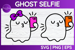 Cute ghost taking a selfie with an phone – cozy-kawaii Halloween SVG for Cricut, sublimation, and spooky crafts