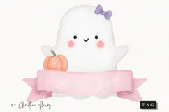 Cute Halloween Ghost Sign Clipart | Halloween PNG Product Image 1