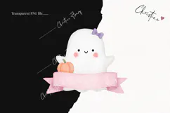 Cute Halloween Ghost Sign Clipart | Halloween PNG Product Image 2