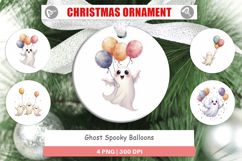 Ornament Watercolor Ghost Spooky Balloons Product Image 1