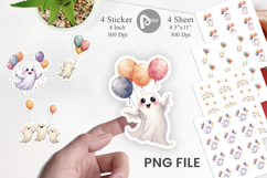 Sticker Watercolor Ghost Spooky Balloons Product Image 1