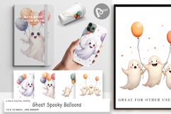Digital Paper Watercolor Ghost Spooky Balloons Product Image 1