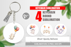 Keychain Watercolor Ghost Spooky Balloons Product Image 1