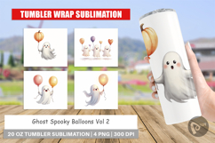 Tumbler Watercolor Ghost Spooky Balloons Product Image 1