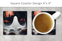 Ghost Square Coaster, Kitchen Decor Product Image 1