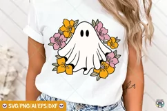 Cute Ghost Png, Floral Ghost Svg, Halloween Png, Spooky Svg Product Image 1