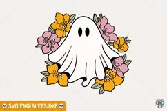 Cute Ghost Png, Floral Ghost Svg, Halloween Png, Spooky Svg Product Image 2