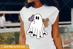 Cute Ghost Png, Ghost with Flowers Png, Halloween Clipart Product Image 1