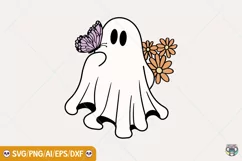 Cute Ghost Png, Ghost with Flowers Png, Halloween Clipart Product Image 2