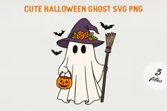 Cute Cartoon Ghost Clipart |Halloween PNG SVG Product Image 1