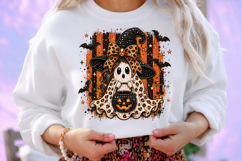 Ghost Witch Leopard Rhinestone PNG Design Product Image 2