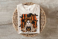 Ghost Witch Leopard Rhinestone PNG Design Product Image 6