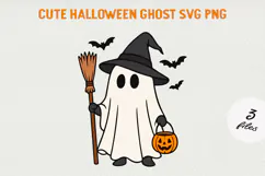 Cute Cartoon Ghost Clipart |Halloween PNG SVG Product Image 1