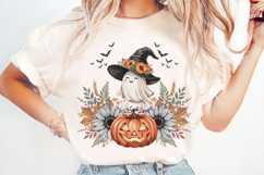 Ghost with Black witch hat Png Product Image 1
