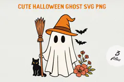 Cute Cartoon Ghost Clipart |Halloween PNG SVG Product Image 1