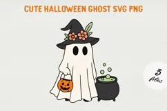 Cute Cartoon Ghost Clipart |Halloween PNG SVG Product Image 1