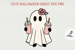 Cute Cartoon Ghost Clipart |Halloween PNG SVG Product Image 1