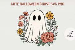 Cute Cartoon Ghost Clipart |Halloween PNG SVG Product Image 1