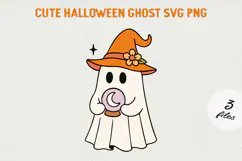 Cute Cartoon Ghost Clipart |Halloween PNG SVG Product Image 1