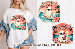 Cute Retro Summer Ghosts clipart PNG design Product Image 1