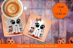 Ghost Halloween Sublimation Coaster | Square Coaster Product Image 1