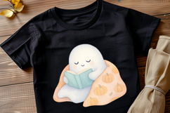 Cozy Halloween Ghost Reading Pastel Witch Autumn Decor Product Image 3