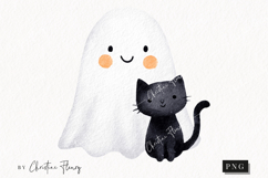 Cute Halloween Ghost and Cat Clipart | Halloween PNG Product Image 1