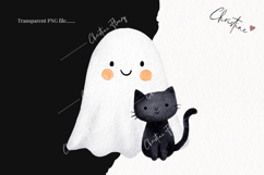 Cute Halloween Ghost and Cat Clipart | Halloween PNG Product Image 2