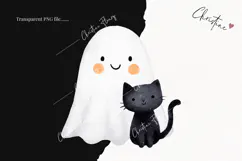 Cute Halloween Ghost and Cat Clipart | Halloween PNG Product Image 2