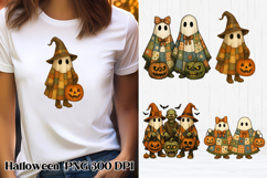 Halloween patchwork ghost pumpkin clipart PNG design Product Image 1