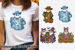 Halloween patchwork ghost pumpkin clipart PNG design Product Image 1